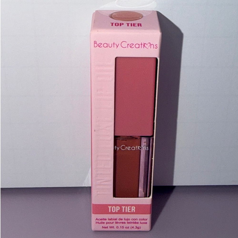 Beauty Creations Tinted Luxe Lip Oil Top Tier Warm Nude High Shine Gloss 0.15oz